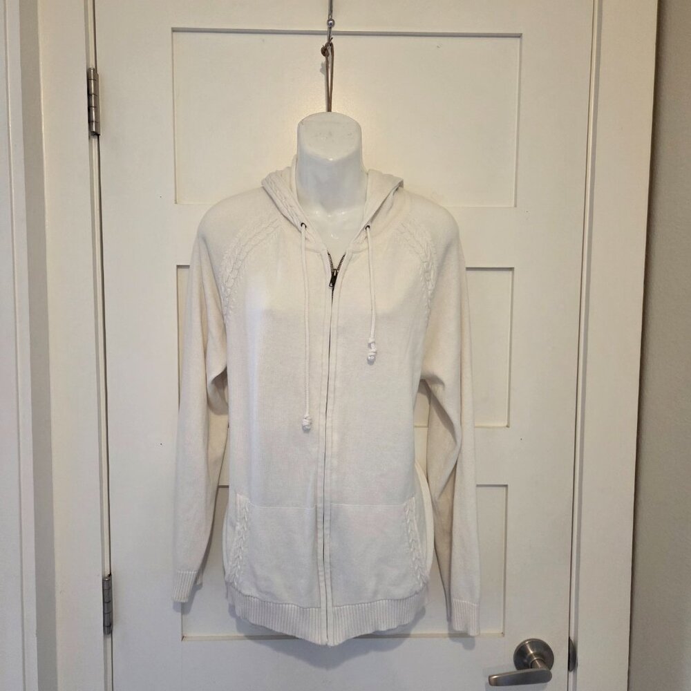 Women's White Stag Mid-Weight Zippered Cardigan Sweater HoodedLong Sleeve - XL